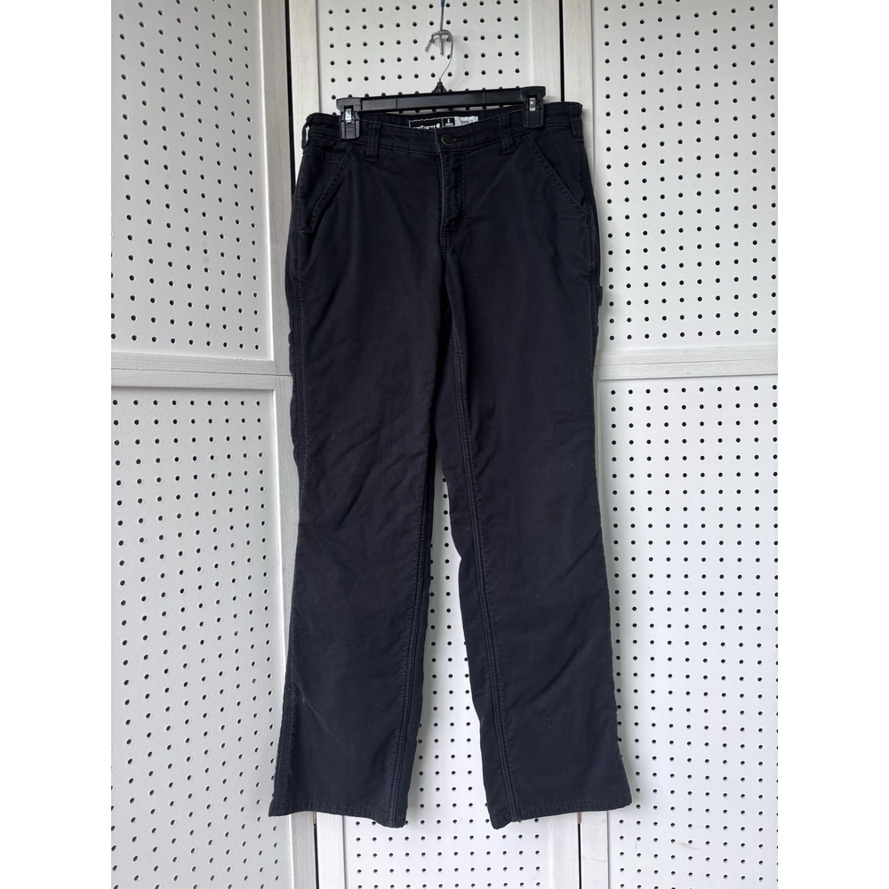 Carhartt Women's 8 Reg Loose Fit Fleece Lined Carpenter Work Jeans Black
